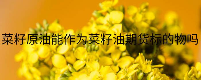 菜籽原油能作为菜籽油期货标的物吗